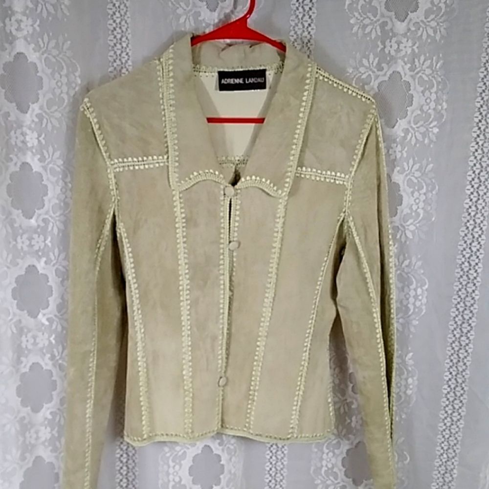 Vintage Adrienne Landau Embroidery Women Suede Jacket Size Approximately XS S